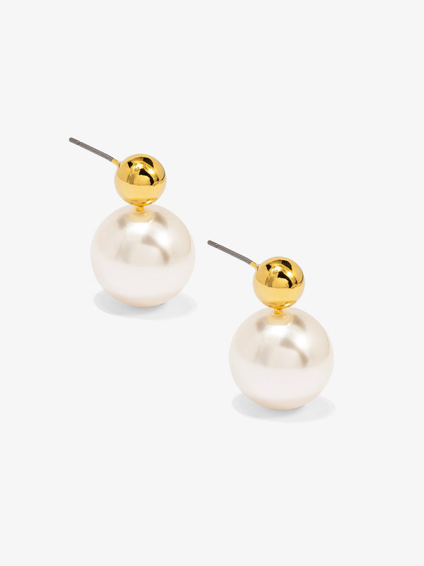 Double Ball Pearl Earring