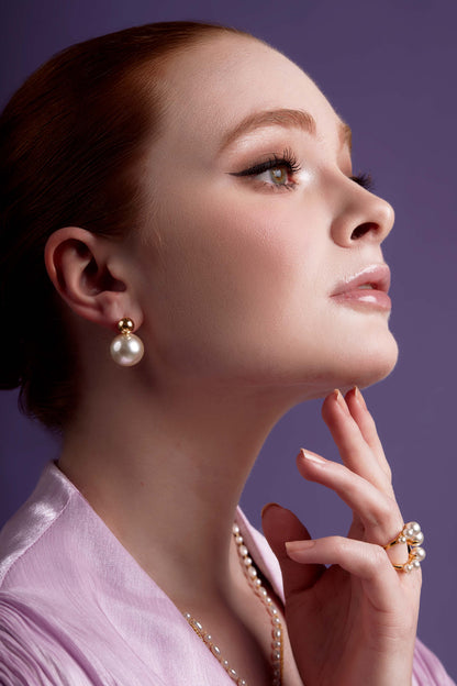 Double Ball Pearl Earring