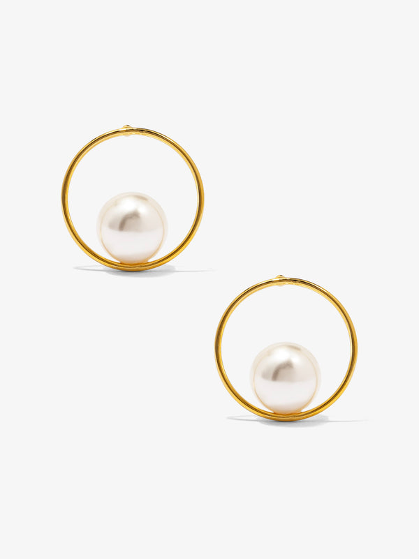 Front-facing Pearl Orbit Earring