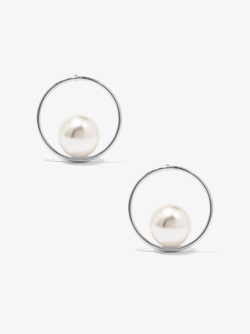 Front-facing Pearl Orbit Earring