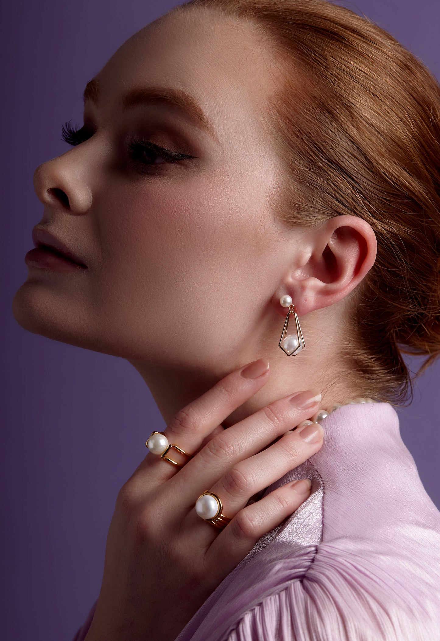 Geometric Pearl Drop Earring