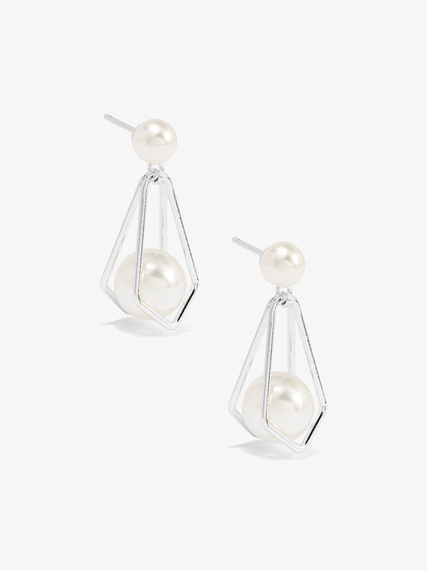 Geometric Pearl Drop Earring