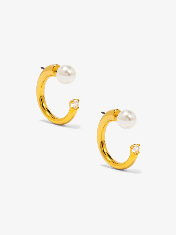 Deconstructed Pearl Crystal Hoop Earring