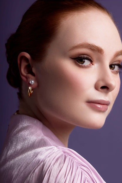 Deconstructed Pearl Crystal Hoop Earring
