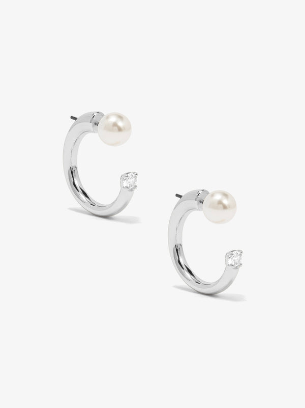 Deconstructed Pearl Crystal Hoop Earring