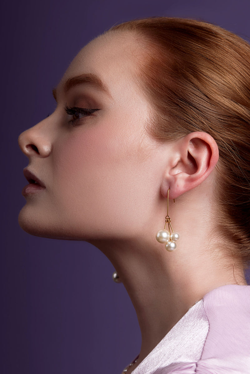Pearl Cluster Drop Earring