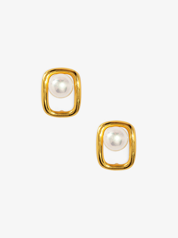 Square Pearl Stud Earring