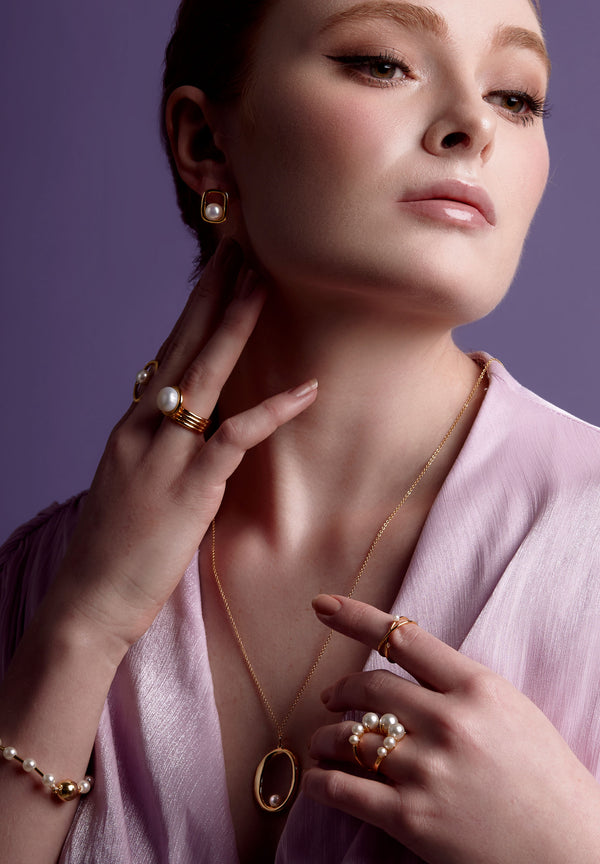 Square Pearl Stud Earring