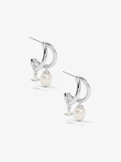 Double Hoop Saturn Charm Huggie Earring