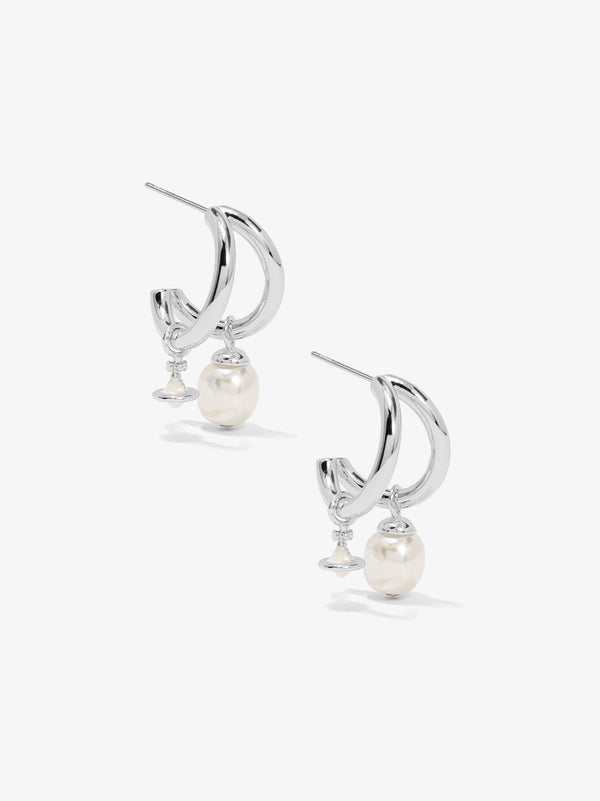 Double Hoop Saturn Charm Huggie Earring