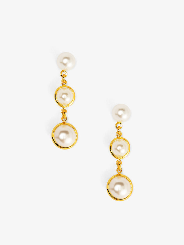 Triple Graduated Half Pearl Chain Drop Earring
