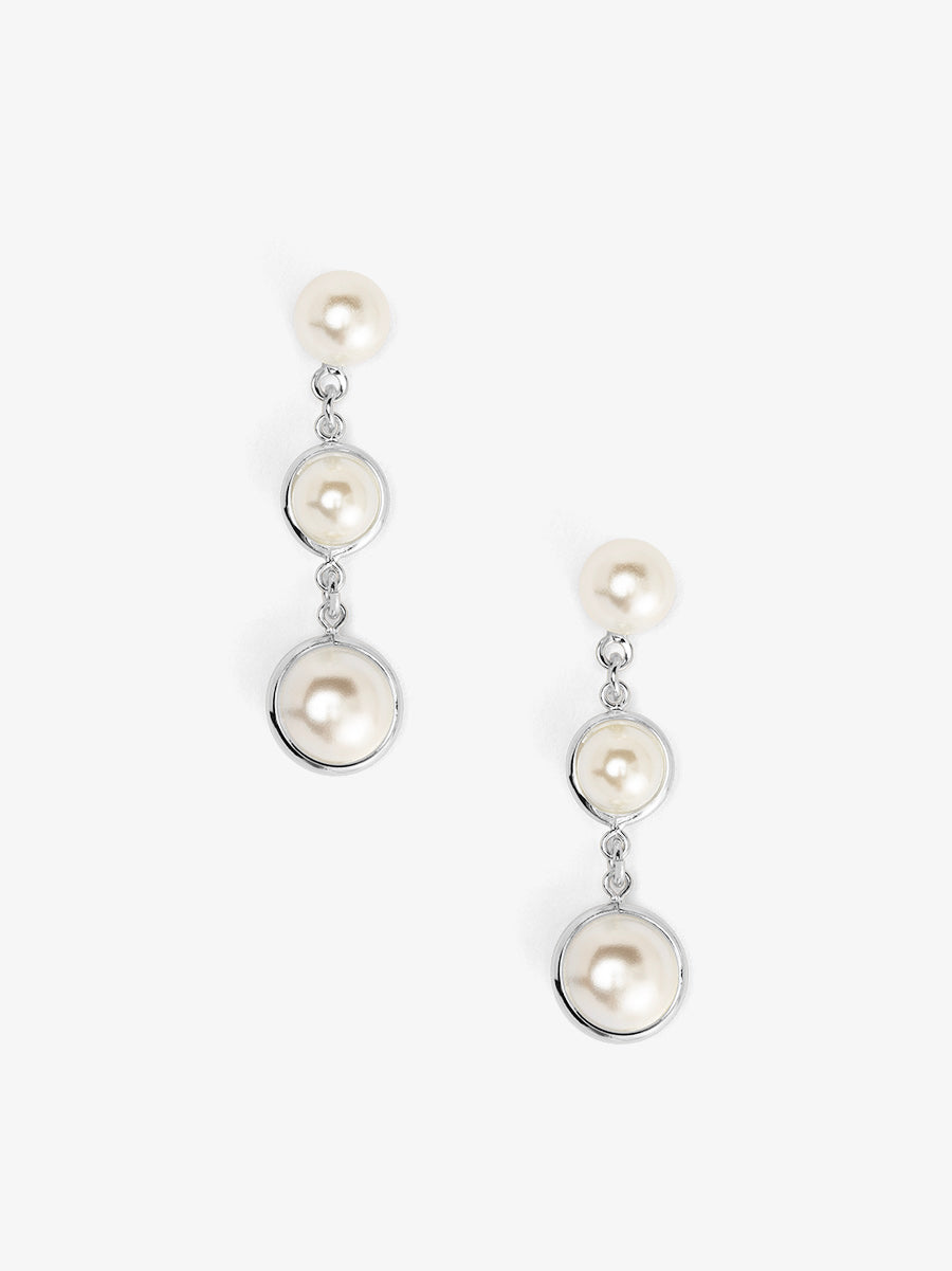 Triple Graduated Half Pearl Chain Drop Earring