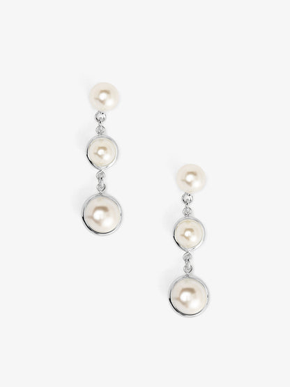 Triple Graduated Half Pearl Chain Drop Earring