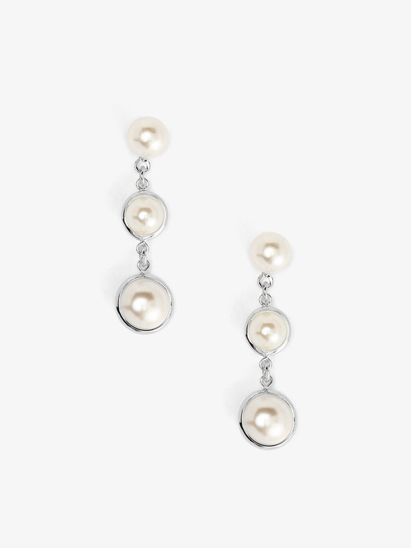Triple Graduated Half Pearl Chain Drop Earring