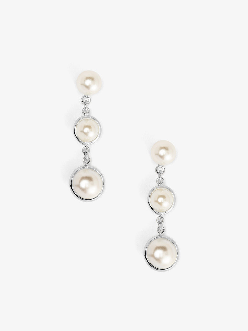 Triple Graduated Half Pearl Chain Drop Earring
