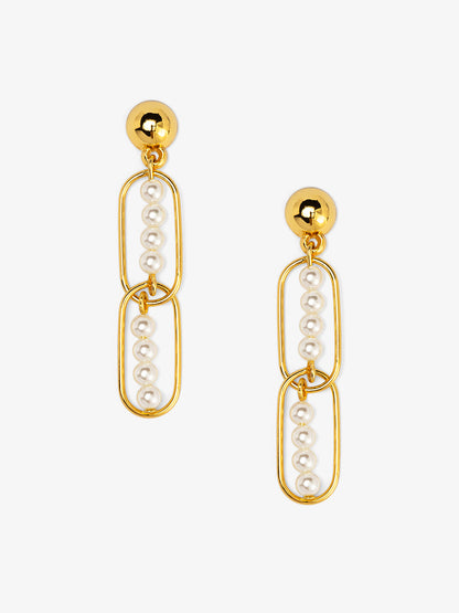 Linear Pearl Chain Drop Earring