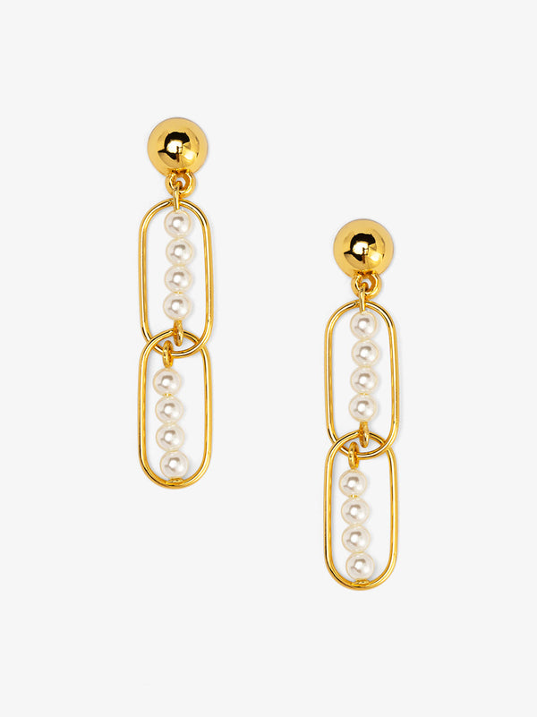 Linear Pearl Chain Drop Earring