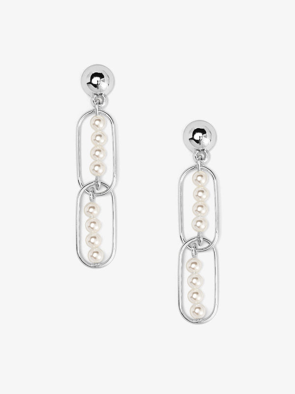 Linear Pearl Chain Drop Earring