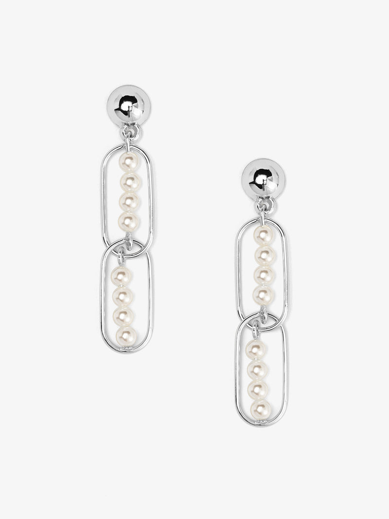 Linear Pearl Chain Drop Earring