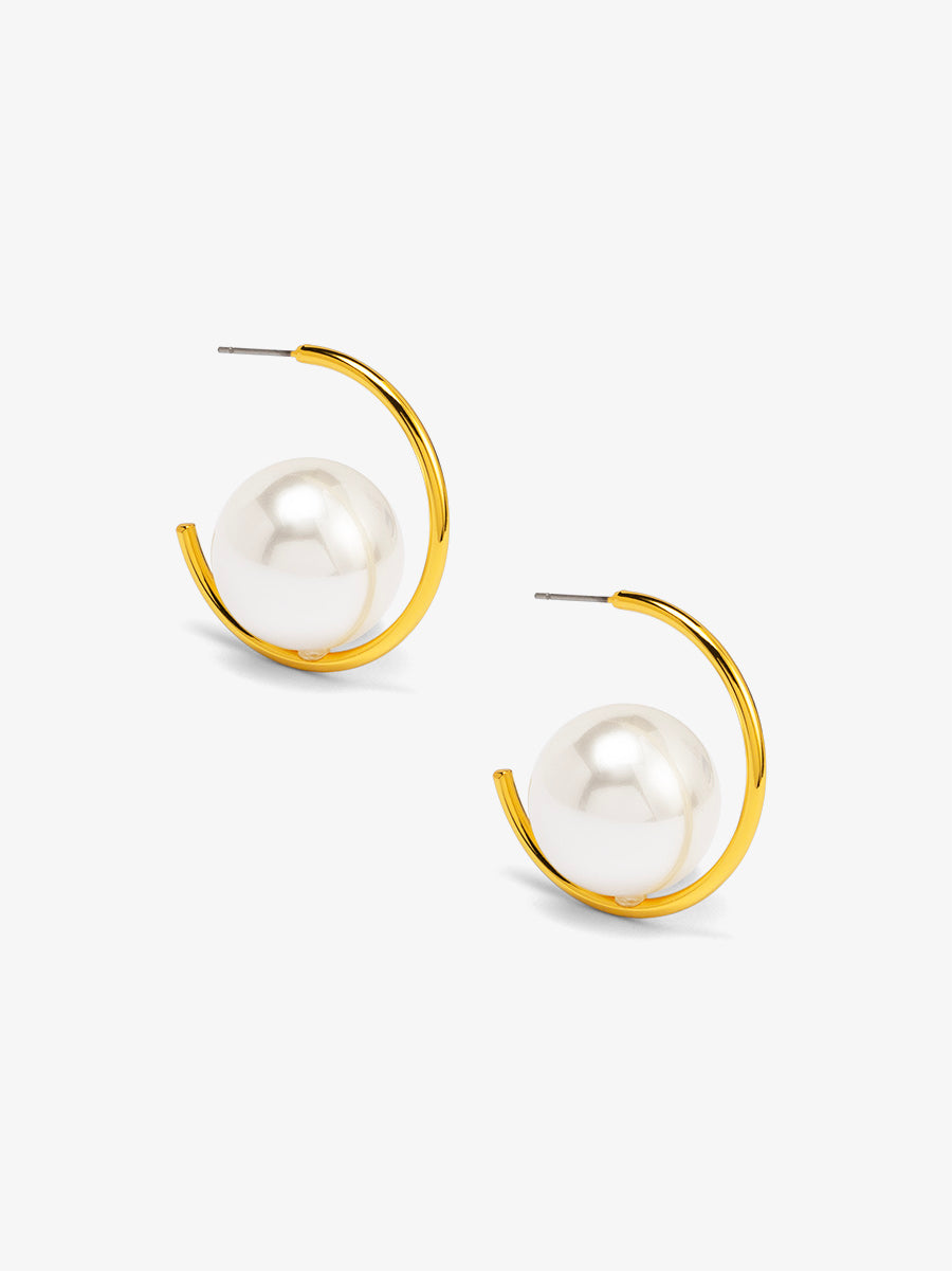 Open Orbit Pearl Hoop Earring