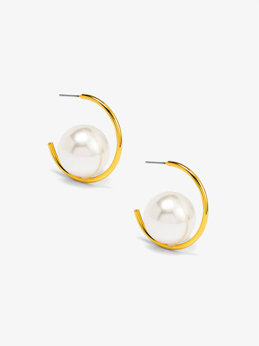 Open Orbit Pearl Hoop Earring