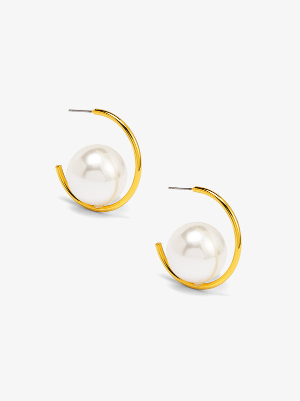 Open Orbit Pearl Hoop Earring