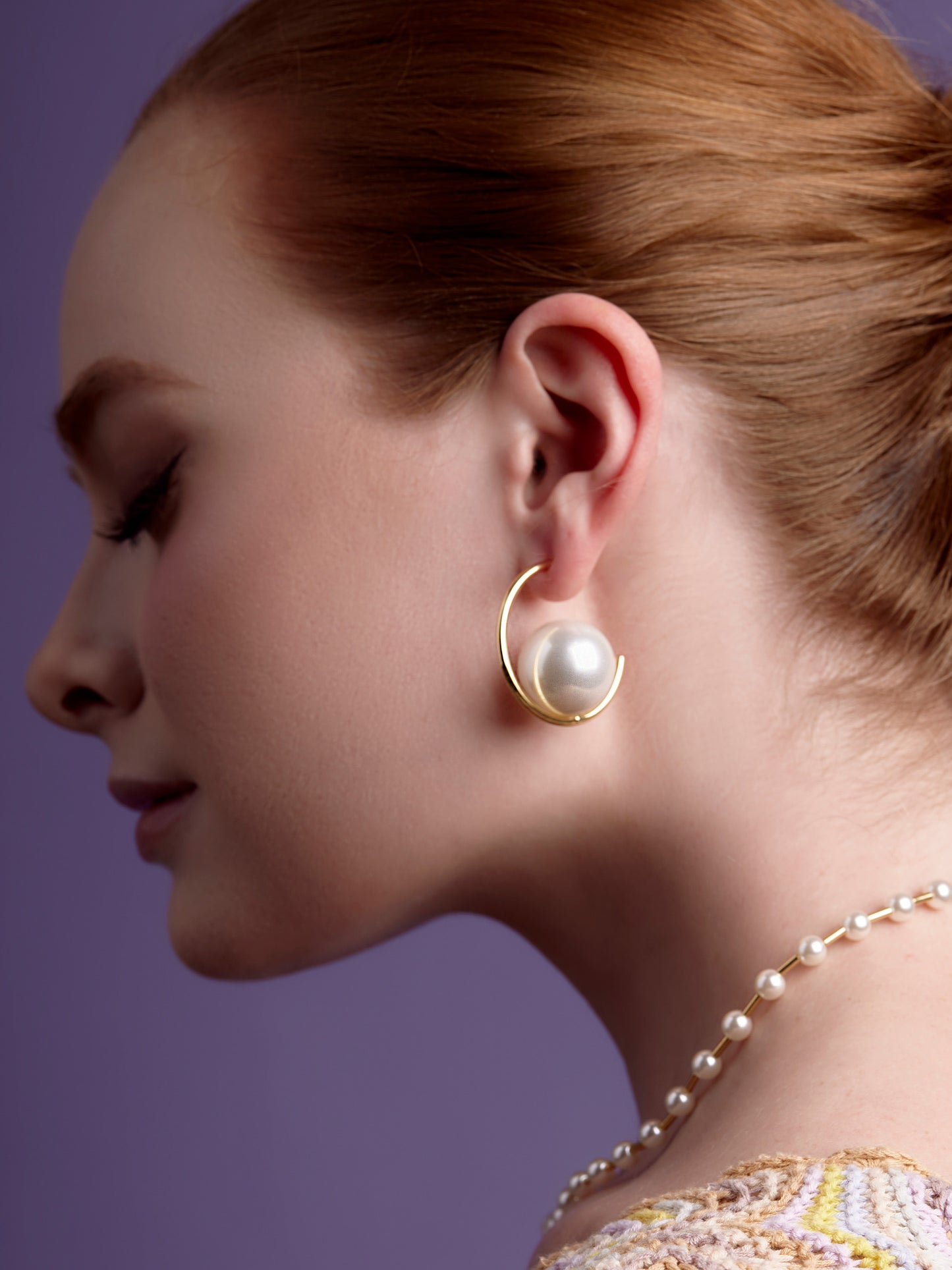 Open Orbit Pearl Hoop Earring