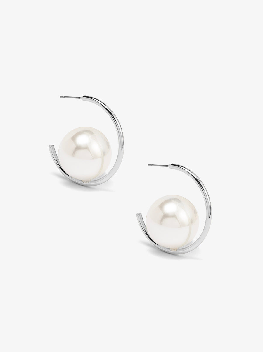 Open Orbit Pearl Hoop Earring