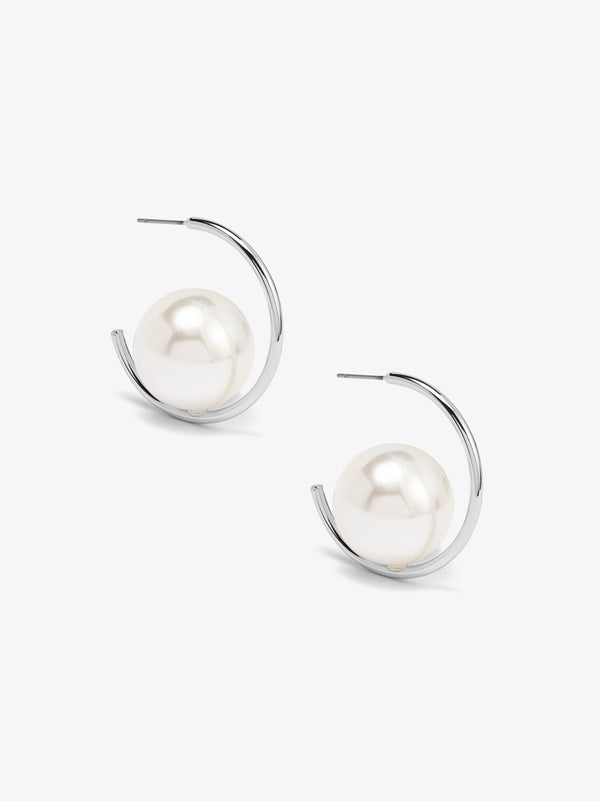 Open Orbit Pearl Hoop Earring