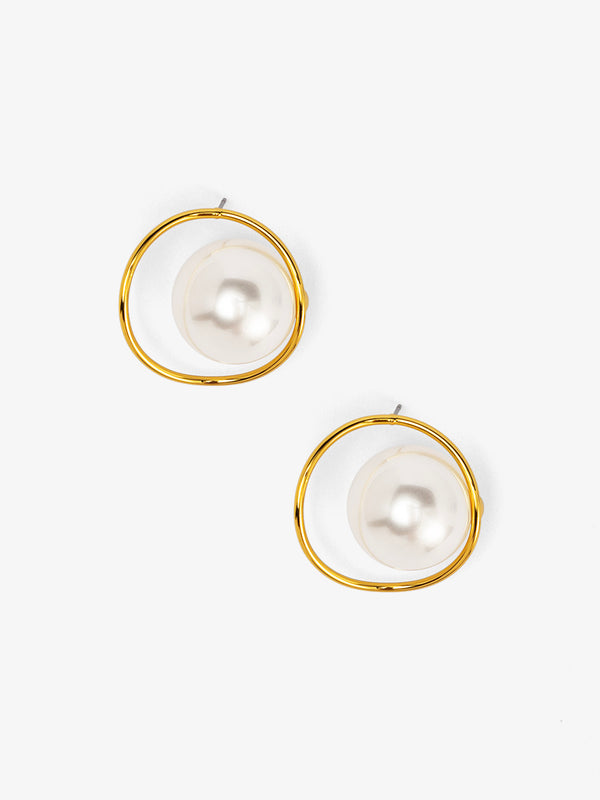 Encircled Pearl Hoop Earring