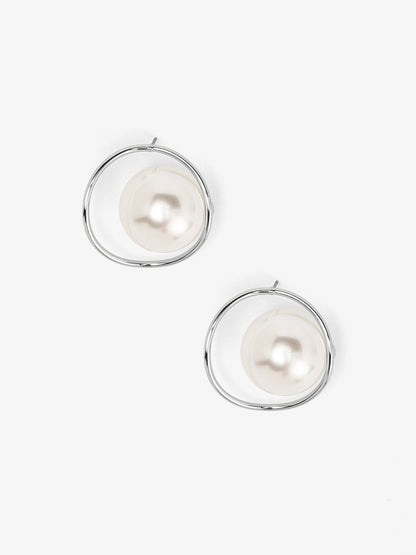 Encircled Pearl Hoop Earring