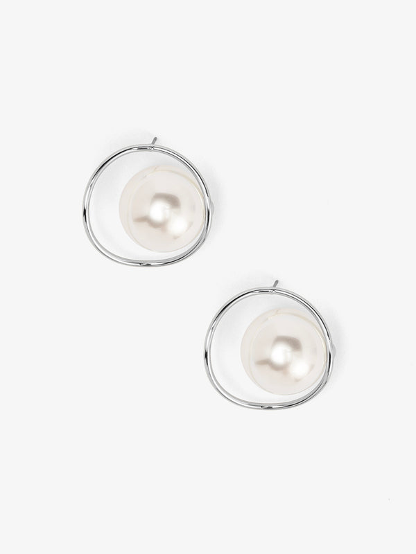Encircled Pearl Hoop Earring