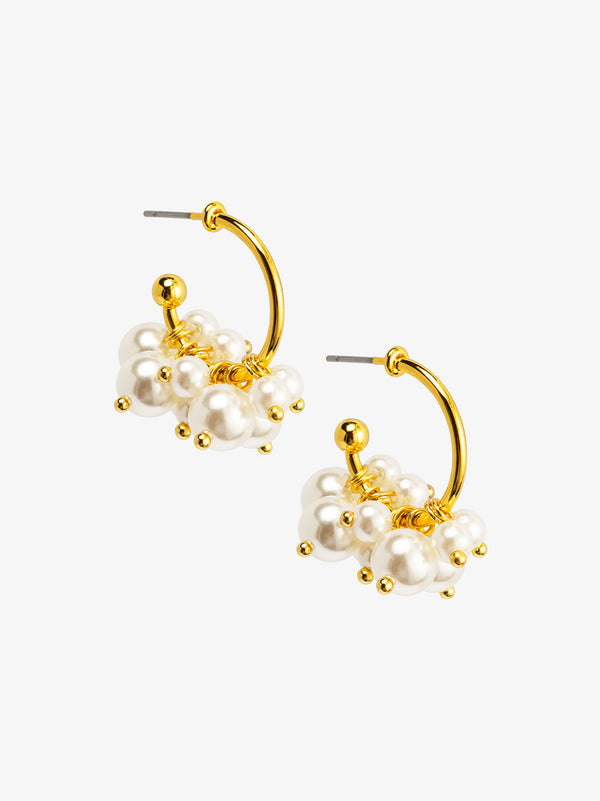 Pearl Cluster Hoop Earring