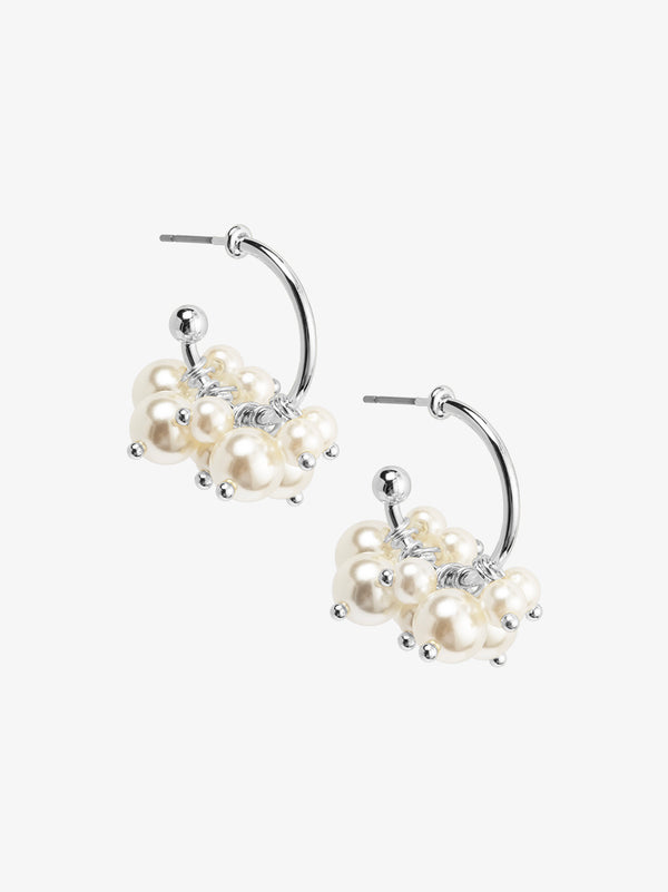 Pearl Cluster Hoop Earring