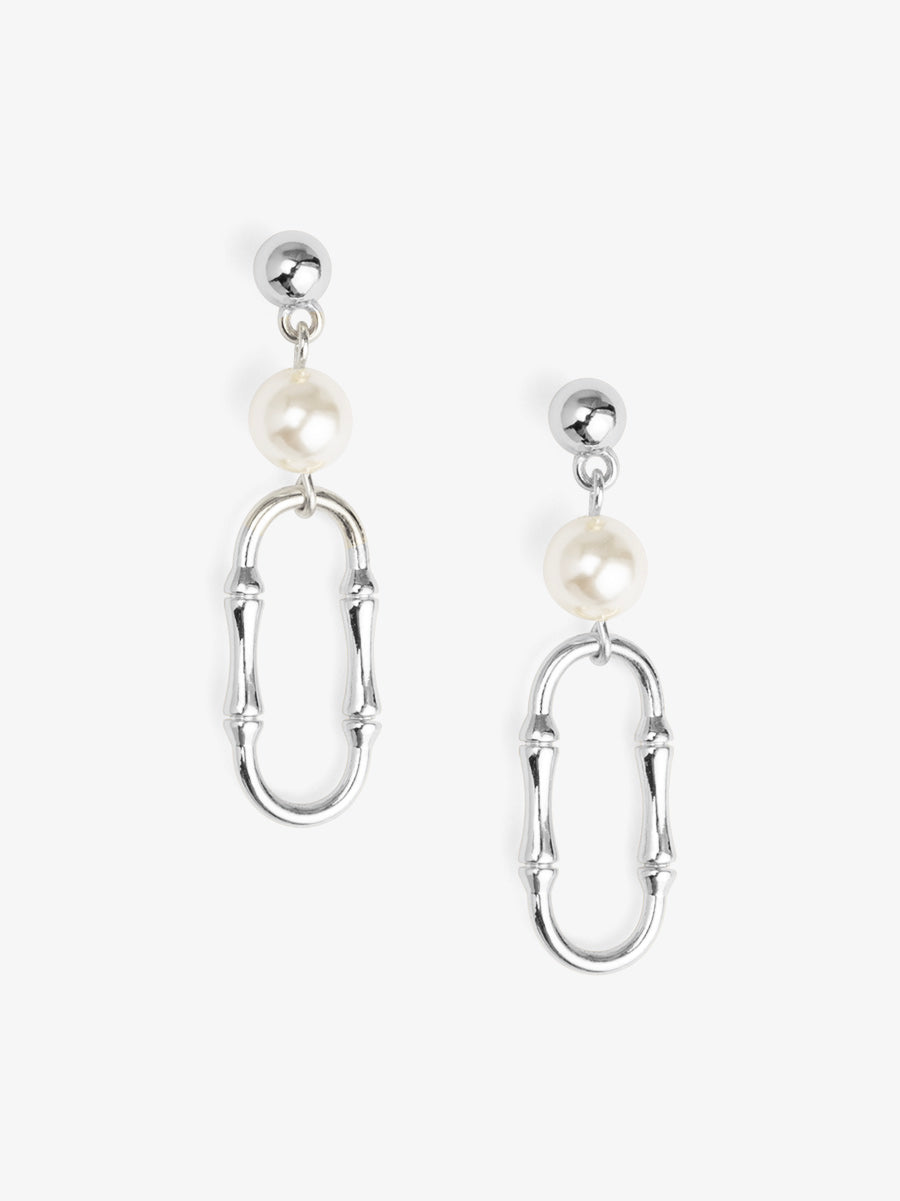 Bamboo Link Pearl Drop Earring