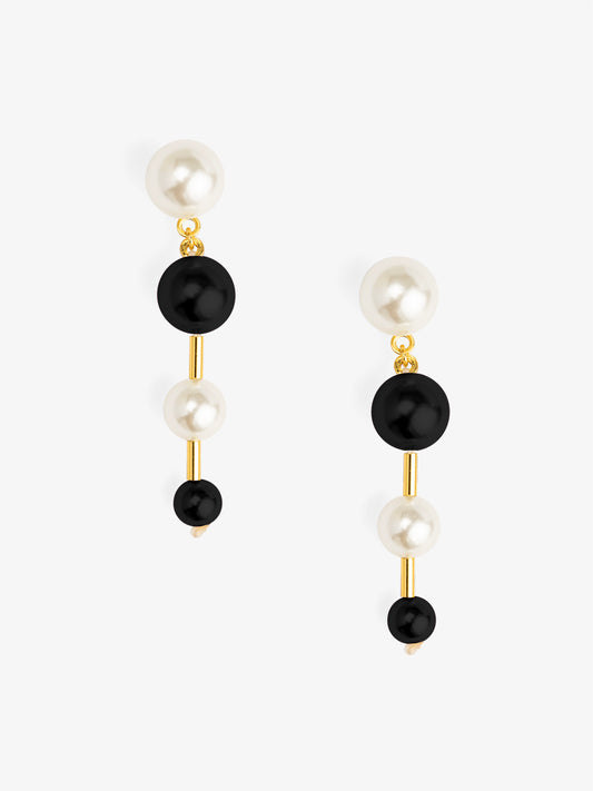 Black and White Graduated Pearl Drop Earring