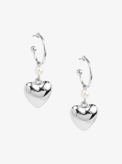 Heart Charm Pearl Hoop Earring