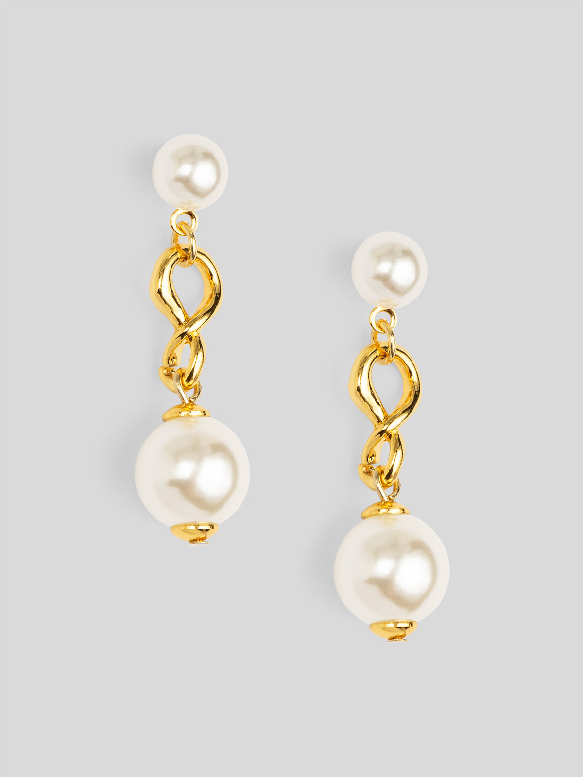 Twisted Link Pearl Drop Earring