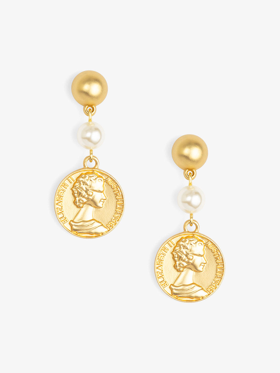 Pearls and Coins Drop Earring