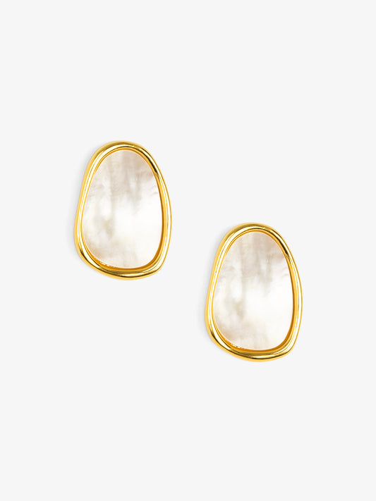 Sea Light Pebble Mother Of Pearl Stud