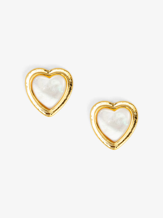 Sea Light Heart Mother Of Pearl Stud