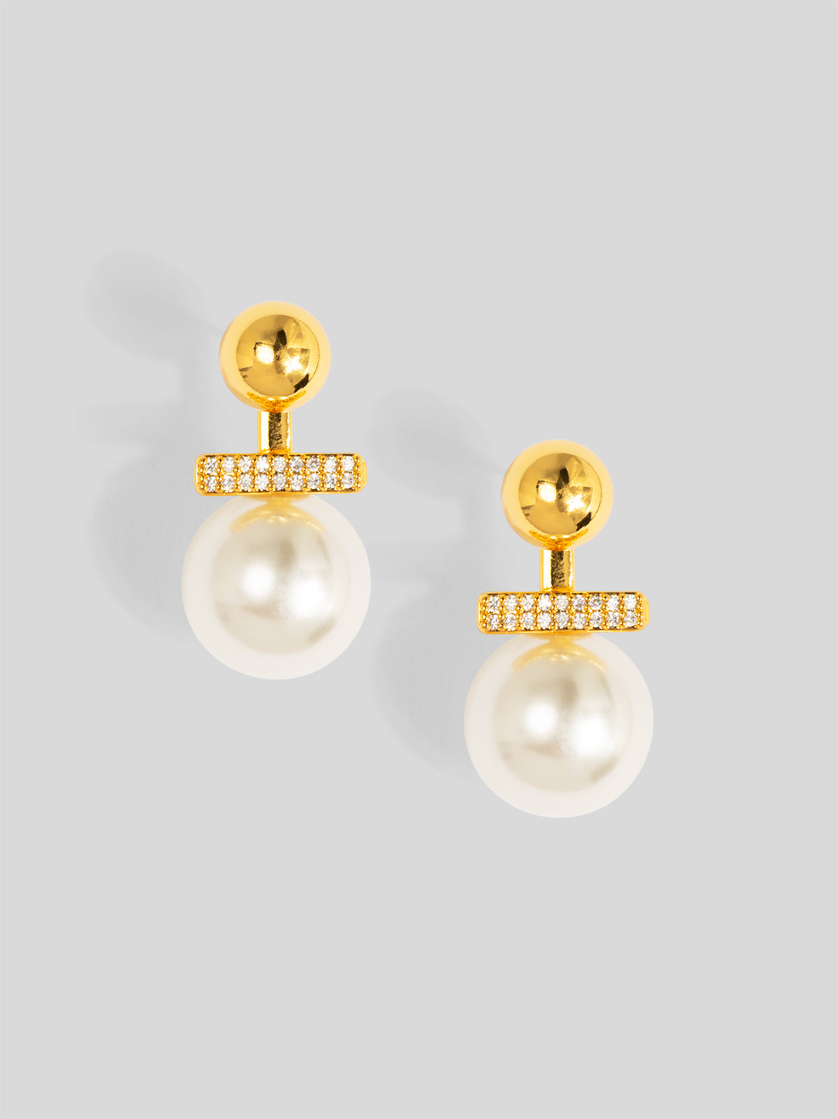Pearl and Pavé Bar Drop Earring
