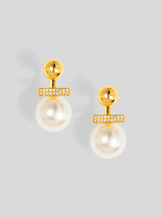 Pearl and Pavé Bar Drop Earring