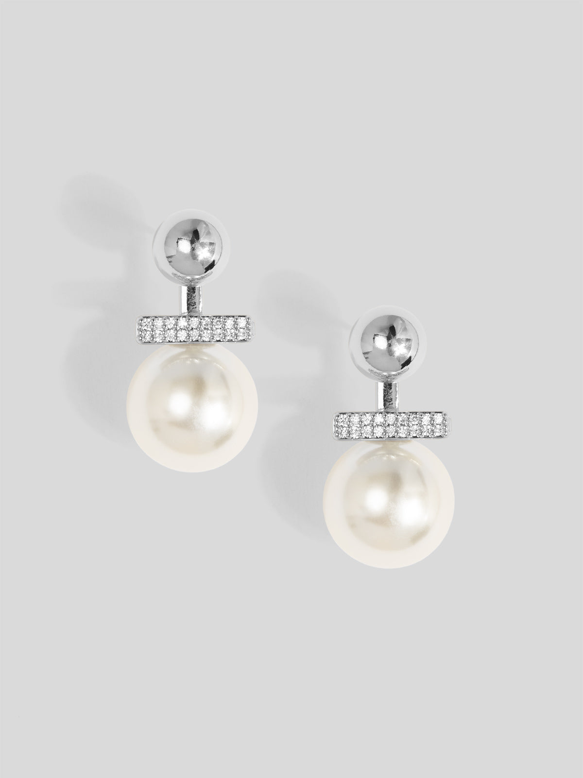 Pearl and Pavé Bar Drop Earring
