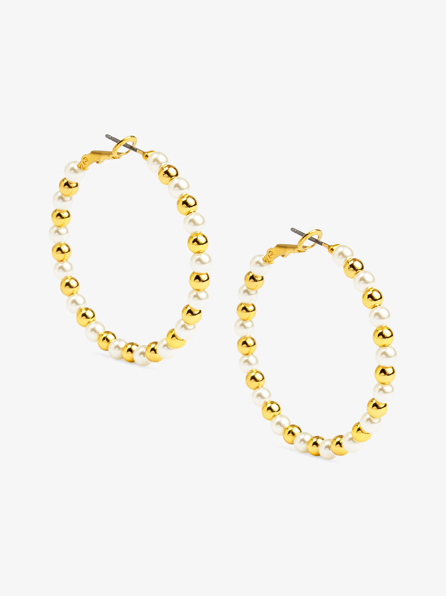 Mixed Bead Hoop Earring