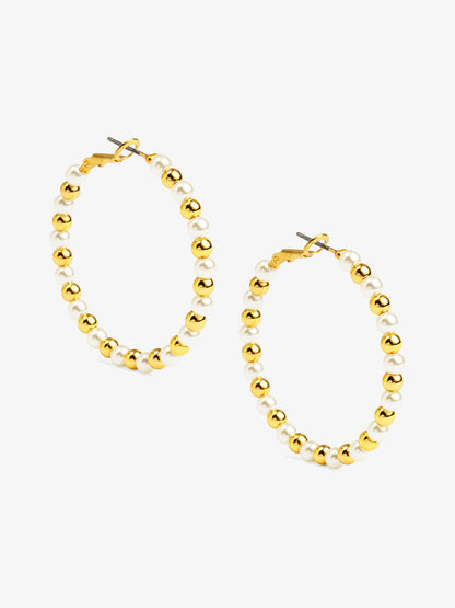 Mixed Bead Hoop Earring
