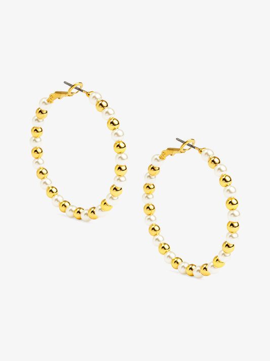Mixed Bead Hoop Earring