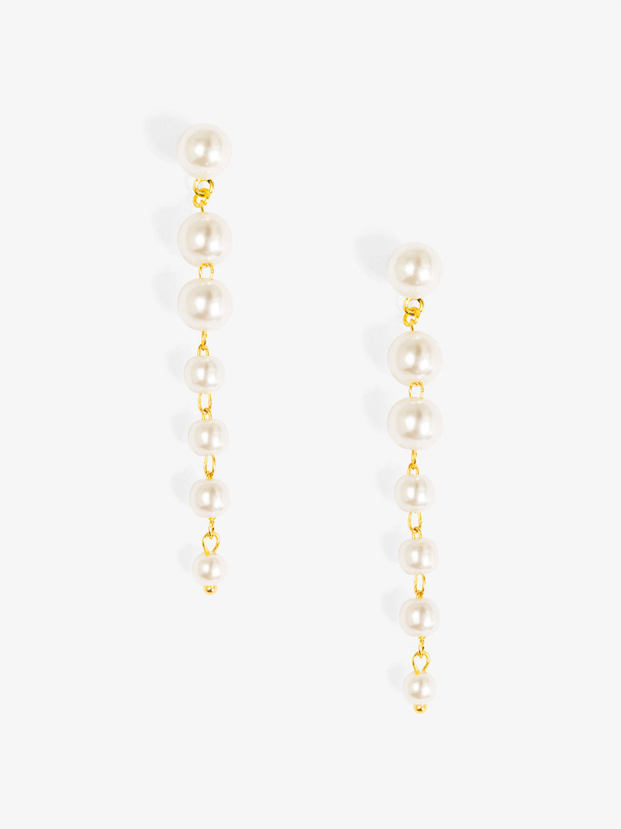 Graduated Pearl Linear Drop Earring