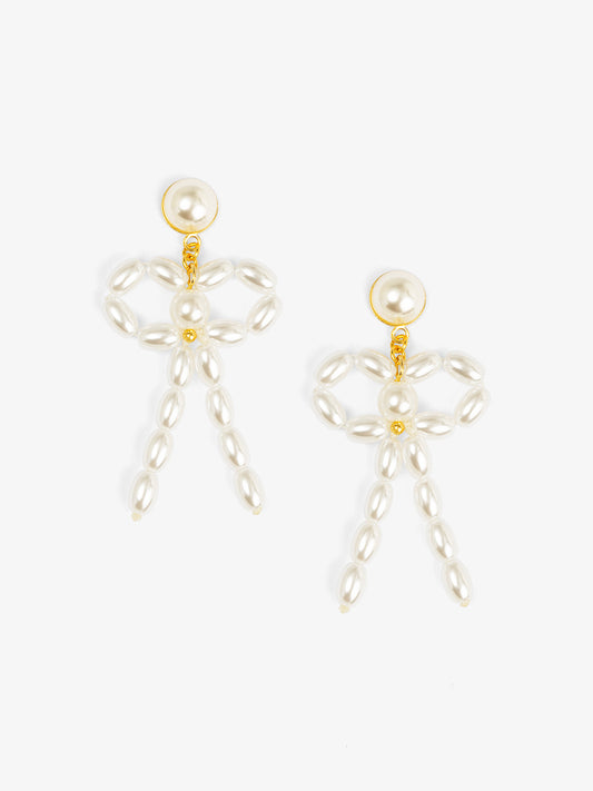 Pearl Bow Drop Earring