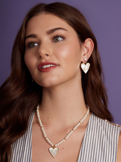 Sea Light Heart Mother Of Pearl Drop Earring
